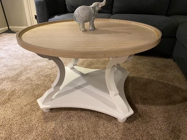 $28/mo - Finance Wnutrees Farmhouse Round Coffee Table,Wood Tray Top ...