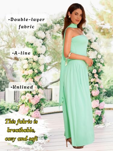 Women's Maxi Tube Dress with Scarf, Drop Waist High Slit Formal Prom, Wedding Guest Cocktail Party Gown3