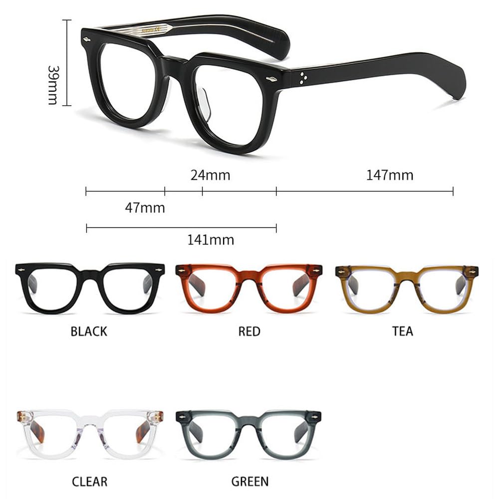 Occhiali da vista classici retrò con montatura irregolare, occhiali alla moda con rivetti, occhiali alla moda