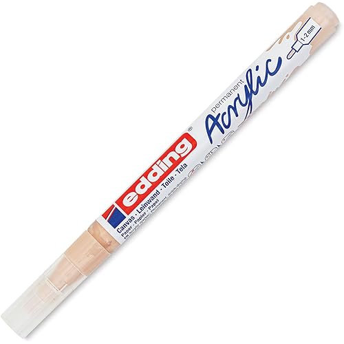 edding 5300 acrylic marker fine - beige - 1 waterproof acrylic paint marker - fine round nib 1-2mm - acrylic paint pen for drawing on canvas, art paper and wood - acrylic markers for pebbles