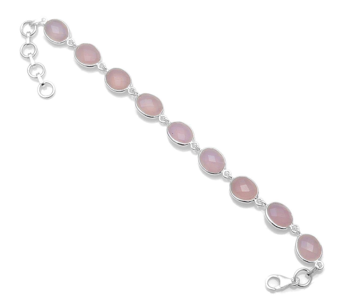 Brazalete de Piedras Preciosas Naturales de Plata esterlina para Mujeres y niñas