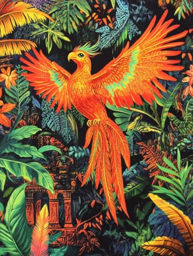 Peinture diamant adulte oiseau 80x110cm : kit mosaïque strass anti-stress