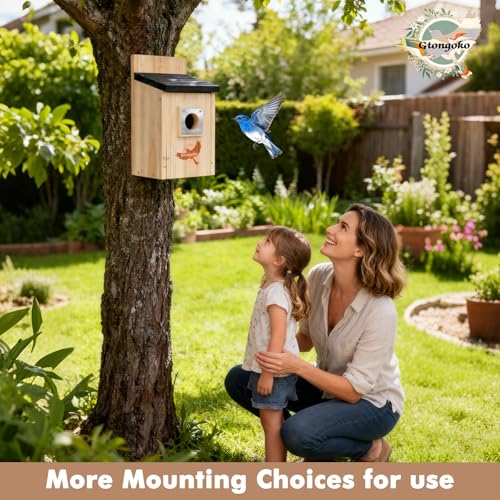 image for Gtongoko 2 Pack Bird Houses for Outside Clearance with Metal Predator 