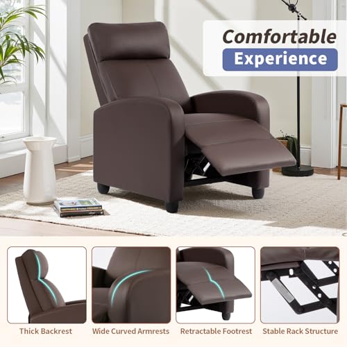Image of BestMassage Recliner Chair with 2 Point Massage Feature |Leather Dark Brown