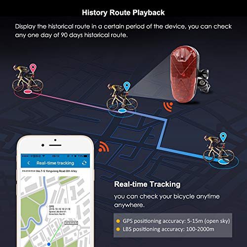 Traceur GPS Vélo Feu Arrière Vélo 2 en 1 Antivol Étanche Tracker GPS Vélo GSM Alarme SOS Alarme de Survitesse Suivi en… - Image 5