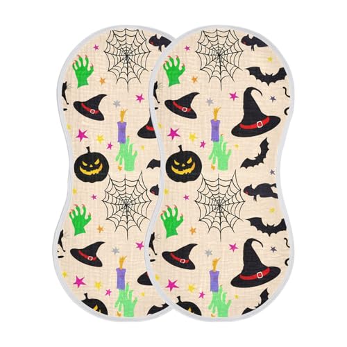 4 Pack Baby Burp Cloths, Soft Absorbent Burping Cloths for Babies, Cotton Milk Spit Up Rags, Large Size for Newborns, Baby Boys and Girls (Black Silhouette Halloween)2