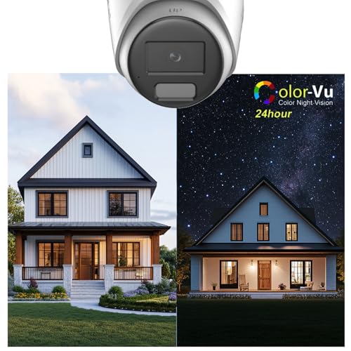 Ⲏіkvіsіon DS-2CD2347G2-LSU/SL Acusense 4MP IP PoE Turret Dome Camera, 2.8mm Wide Angle, CoIorVu Full Color Night Version, Two Way Audio, Outdoor, Strobe Light, Compatible with Hikvision NVR