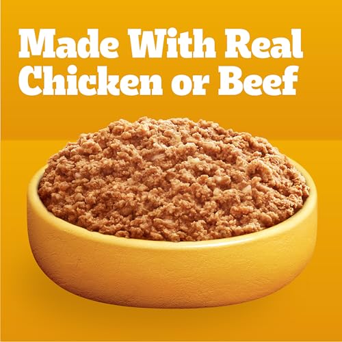 Image of Pedigree Chopped Dinner Wet Dog Food Pouch, Variety Pack, 3.5 oz, 18 Count | Chicken, Beef, Bacon & Filet Mignon, no added sugar, no artificial flavors, serve as topper or complete meal, steam cooked