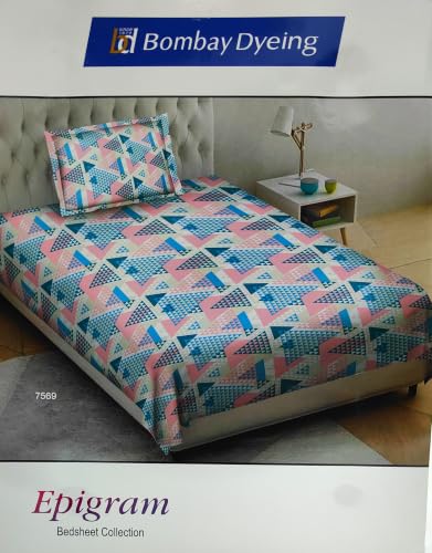 Image of Bombay Dyeing Epigram Printed Single Bed 100% Cotton Bedsheet Collection - (224X150) (Blue)