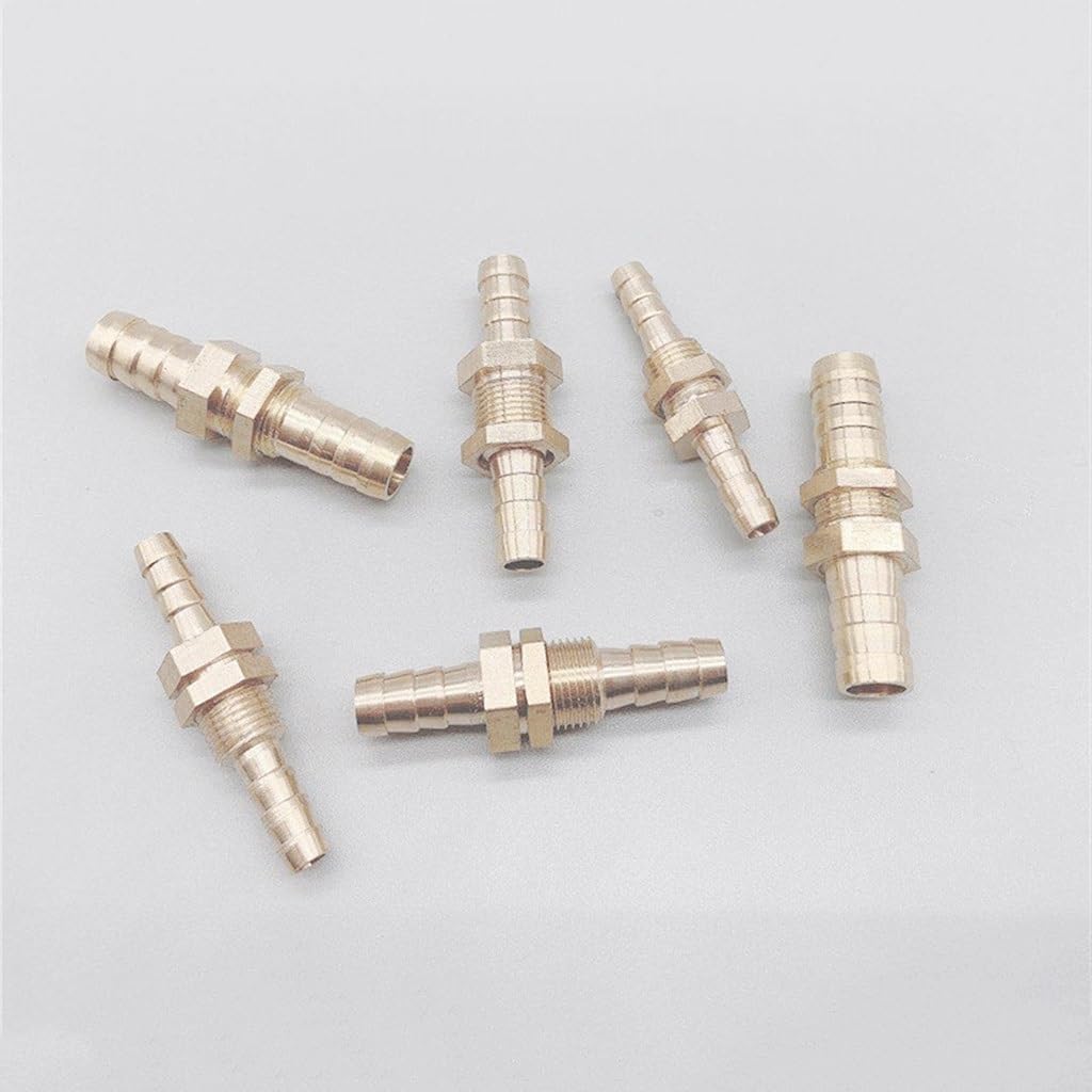 Pipe connector, Hose Barb Bulkhead Brass Barbed Tube Pipe Fitting Coupler Connector Adapter(8mm)