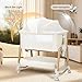 Cbcvvaer 4 in 1 Baby Bassinet | Bassinet Bedside Sleeper for Baby on Wheels with Storage Basket | 7 Height Adjustable Breathable Mesh Rocking Bedside Sleeper with Musquito Net for Newborn (White)
