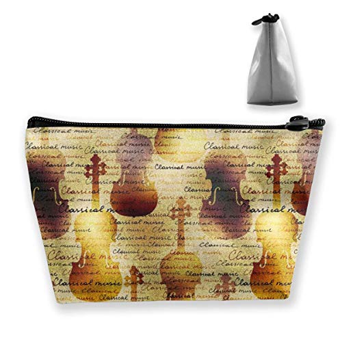 Preisvergleich Produktbild Tragbare Kosmetiktasche Violine Musik Brief multifunktionaler Druck Trapez Aufbewahrungstasche für Damen