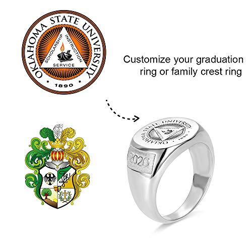 AILIN Vintage Custom Signet Ring 925 Sterling Silver/Brass 18K Gold Plated Color Badge Family Crests Coat Of Arms Personalized Engraved Jewelry Graduation Party Birthday Gifts For Men Women Father2