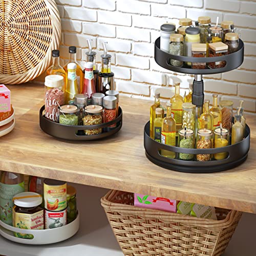Sayzh ALX-XZTLP2T-25D Lazy Susan Spice Rack Organizer For Cabinet - 2 Tier Height Adjustable Seasoning Organizer Metal Lazy Rotating Turntable Spice Organization thumb #8