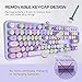 MOWUX Computer Keyboard Wired, Plug and Play USB Retro Round Typewriter Keyboard, Full Size Wired Keyboard with Foldable Stands for Laptop and Office PC- Purple Colorful