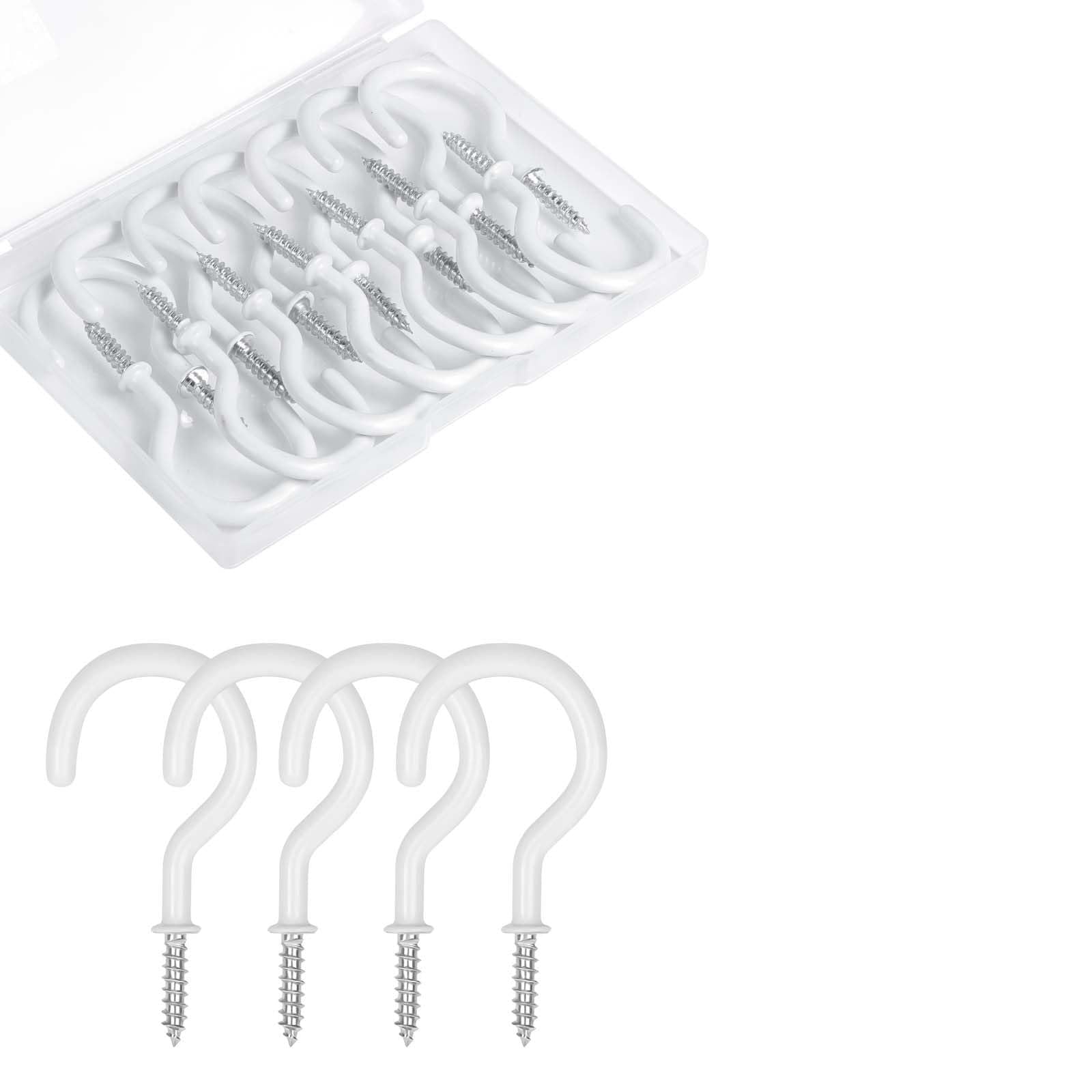 vsshe 14PCS 2.9 Inch Cup Hooks Screw, Black Plastic Metal Ceiling Hooks Multi-Purpose Hooks for Hanging Plants, Cups, Tableware, Wood, Under Cabinets, Cabinet Shelves and Kitchen Utensils
