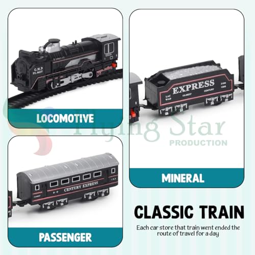 Image of VU Toys Small Rail King Train Set (3+ Years) with C-Type Charger - Rechargeable Battery Operated Steam Engine, Coal, Passenger, and 10 Round Track- with Smoke, Light & Music Train for Kids