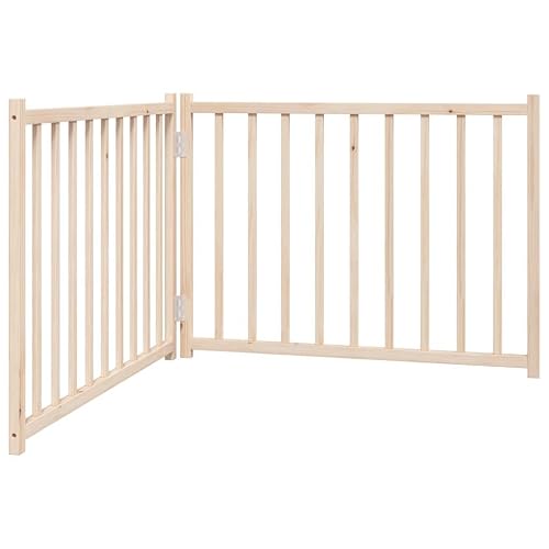 vidaXL Puerta para Perros Plegable 2 Paneles Madera de Abeto 160 cm, Puerta para Mascotas