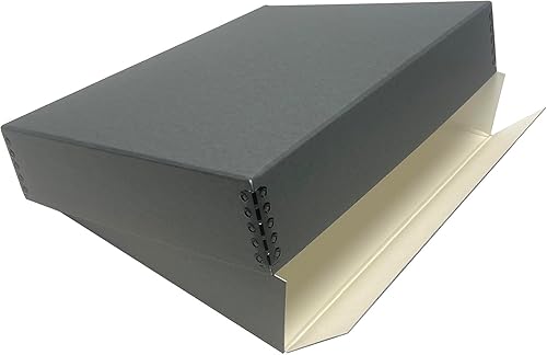 Vista 335 de Lineco, Caja de almacenamiento de archivos de museo de color tostado de 9 x 12 pulgadas, diseño frontal caído. Sin ácidos con borde de metal.