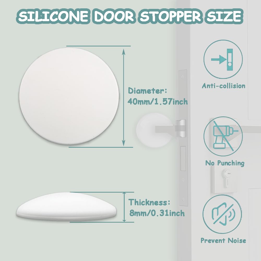 Fermaporta In Silicone Autoadesivi - 6 Pezzi, Paracolpi Per Pareti E Porte, Bianco