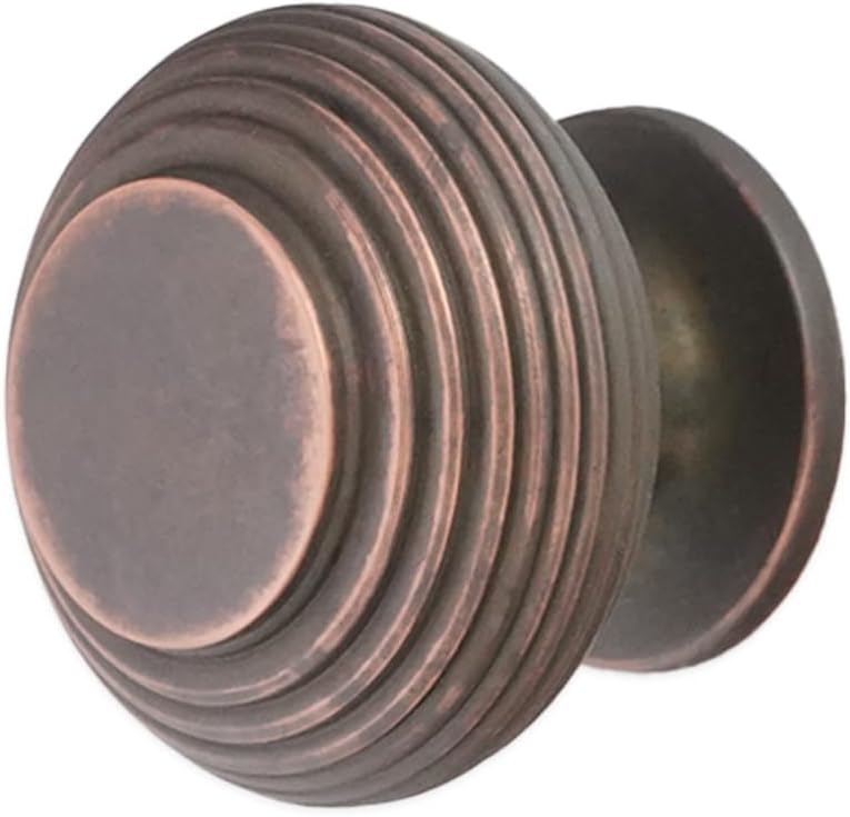 Infinity Decor Pack of 4 Reeded Beehive Cupboard Knobs 40mm Solid Brass in Aged Bronze Finish for Drawers, Cabinets & Wardrobes Vintage Decorative Hardware Set