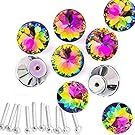 HOSL 10PCS Diamond Shape Crystal Glass Cabinet Knob Cupboard Drawer Pull Handle/Great for Cupboard, Kitchen and Bathroom Cabinets, Shutters (30mm Colorful)