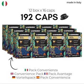 NAPOLI coffee, intense (192 Pods) compatible with Lavazza A Modo Mio, 12 Boxes of 16 Pods, rich and enveloping flavor, dense and persistent crema, for a bold espresso (La Capsuleria)