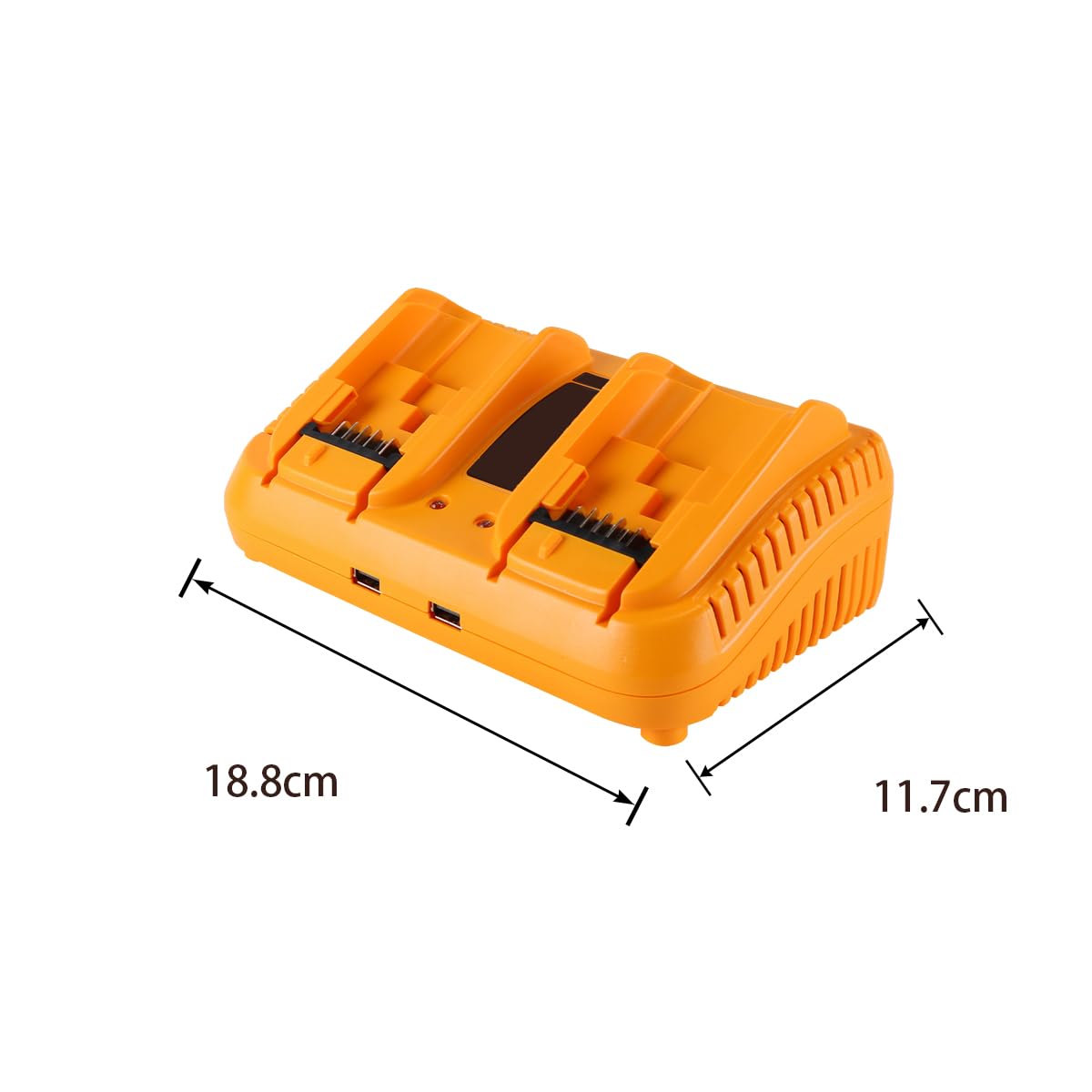Cargador rápido de 2 puertos con dos salidas USB de 2,1 A, compatible con herramientas de la serie DCB, compatible con DCB203, 204, 205, 206, 201, 120 y 127