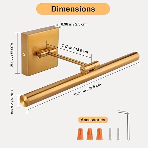 Miniatura 4 de Xbuyee Luz LED para pintura, luz de arte ajustable de 16.54 pulgadas y 9 W para pared, lámpara de pared de galería para trabajos de exhibición,