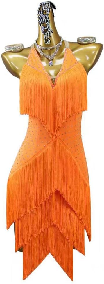 Women's Flapper Dress Professional Latin Rumba Performance Costumes Sleeveless Tango Modern Dance Dresses