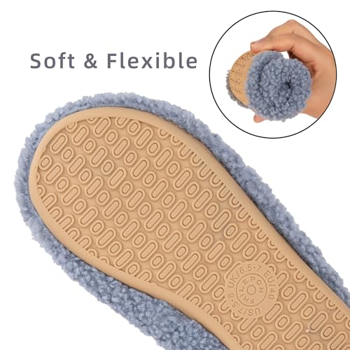 House Slippers for Women Soft-Lightweight House Shoes Men’s Furry Slippers Socks with Rubber Sole for Indoor Outdoor Use4