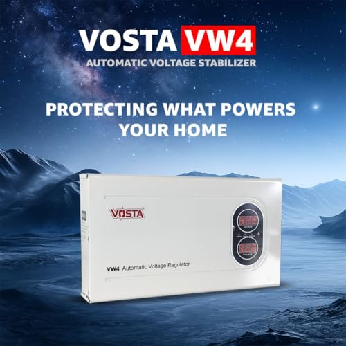 Image of Vosta VW4 4KVA Voltage Stabilizer for AC 1.5 Ton, Treadmill, TV and Other Home Appliances Comes with Copper Toroidal Coil, 4 Relays, Metal Body, Input 140V~260V Output 220V 1Year Warranty, LED Display