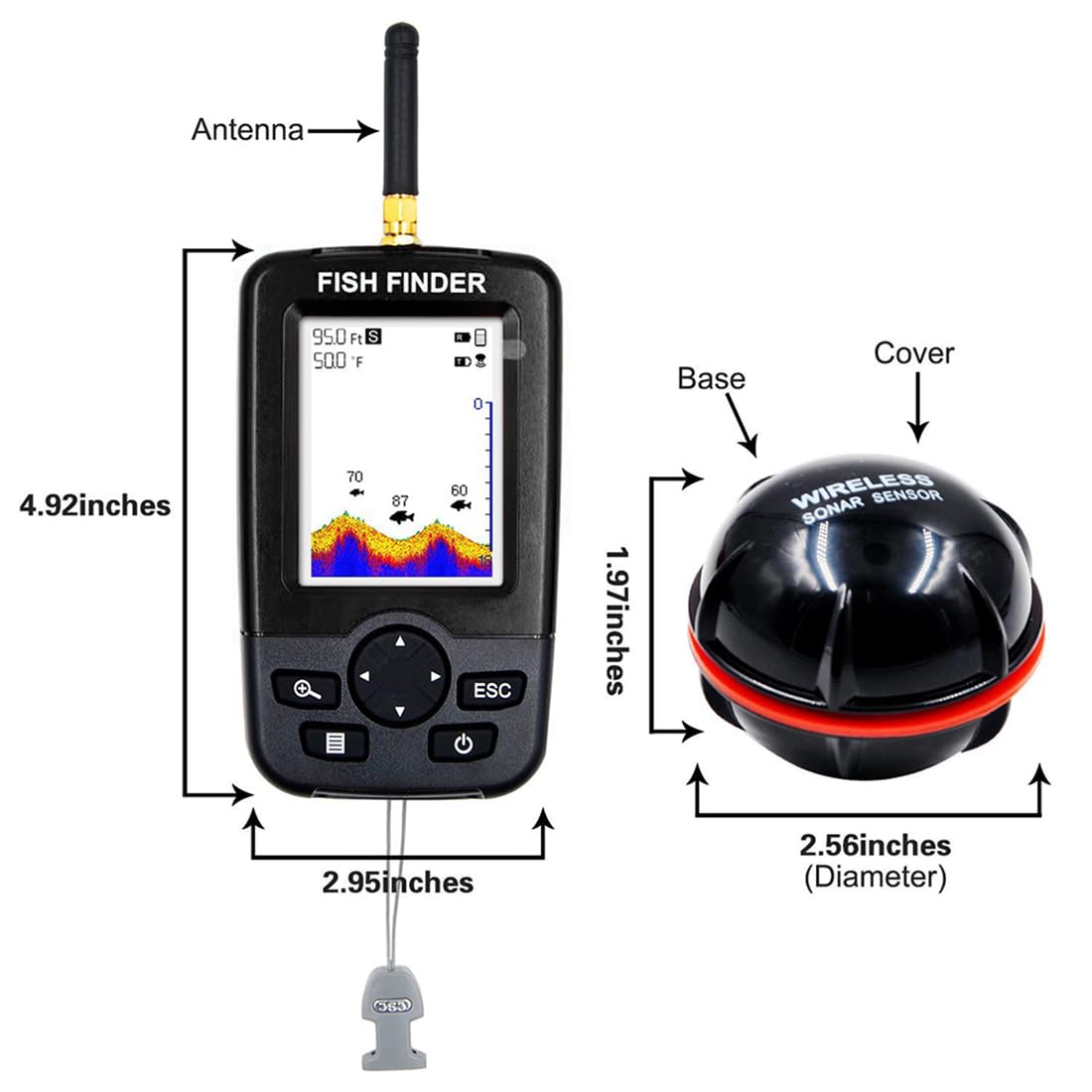 Bezprzewodowy echosonda do łodzi zanętowych RC V802PRO/V030/V080, głębokość 45 m, czujnik sonarowy 90°, kolorowy wyświetlacz LCD, zasięg 100 metrów, akcesoria wędkarskie do połowów morskich i podlod