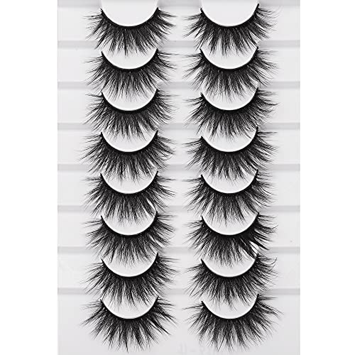 FANXITON 8 Pairs False Eyelashes 20MM Long Luxury Fake Lashes 7D Volume Faux Mink Lashes Pack