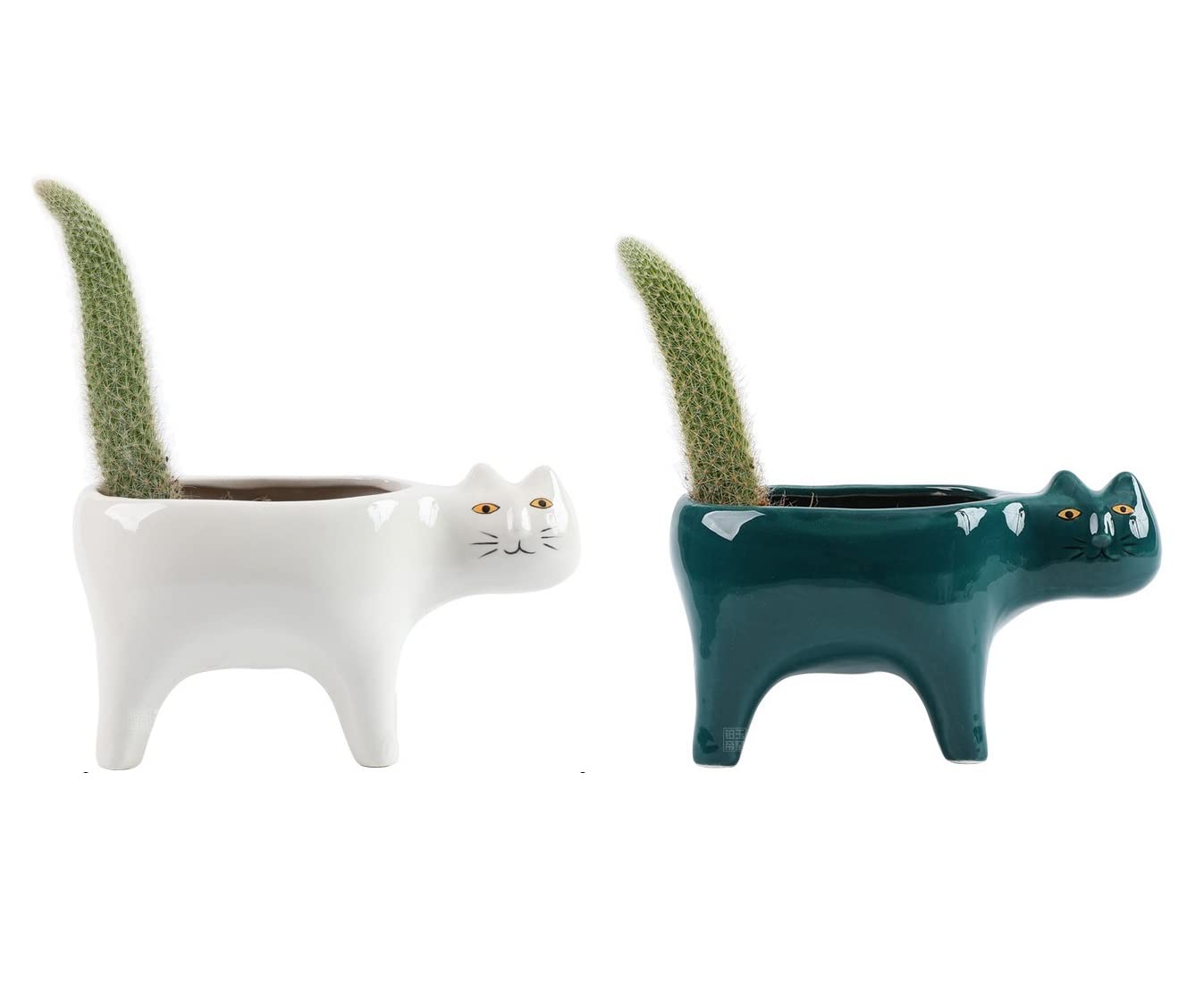 Amazon.co.jp: siawadeky かわいい 猫の植木鉢 2個セット 多肉鉢 陶器