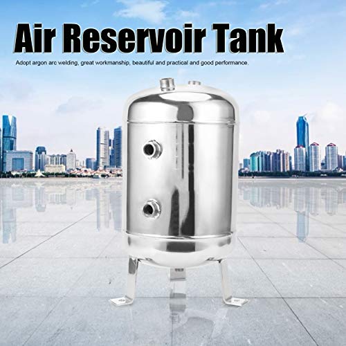 Image of Air Reservoir Tank High Pressure 5 Port Gas Storage for Workshop Automotive 304 Stainless Steel Mirror Finish 2.1 Gallon 10L Vertical NPT 1 2 and 1 4 Port