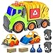 Autos Spielzeug für 1 2 3 4 Jahre alte Jungen und Mädchen, Müllauto mit 2 Mülleimern, Kleiner Bulldozer Gabelstapler, Müllwagen mit Ton und Licht, Spielzeugfahrzeuge Kinderfahrzeug Spielzeug