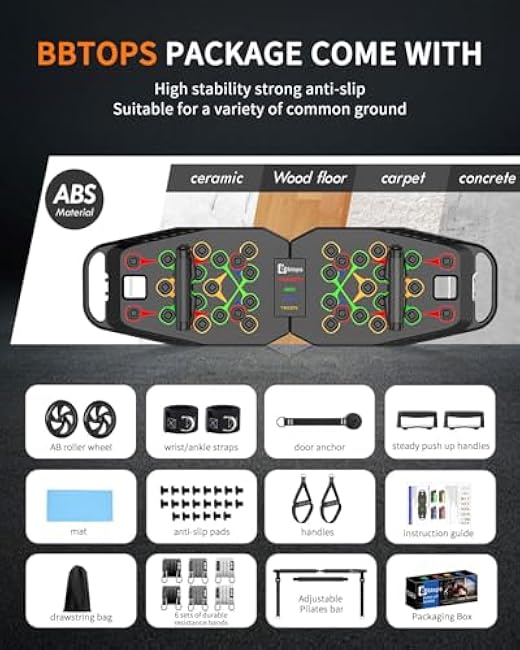 Push UP Board, Pilates Bar & Fitness Accessories, 25 in 1 Foldable Push up Bar at Home Gym, Workout Exercise Professional Push Up Strength Training Equipment for Man and Women