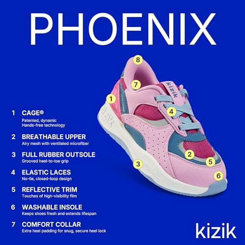Kizik Kids Shoes: Phoenix - Comfortable, Breathable, Kids Slip On Sneakers for Boys and Girls, Convenient Hands Free, No-Tie Laces, Washable Insoles3