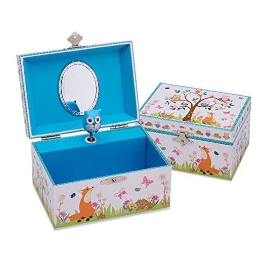 Joyero infantil musical «Animales del bosque» de Lucy Locket - Bonita caja de música con búho bailarín para niños
