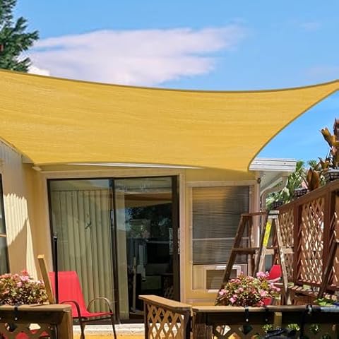 SUNLAX Sun Shade Sail,Custom Size 8'x9' Sand Rectangle Canopy Shades for Outdoor Patio Pergola Cover Sunshade Sails UV Blocking Canovas Covers Cover