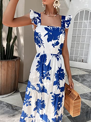 Image of Floerns Women's Tropical Floral Plunging V Neck Tie Open Back Summer Short Dress