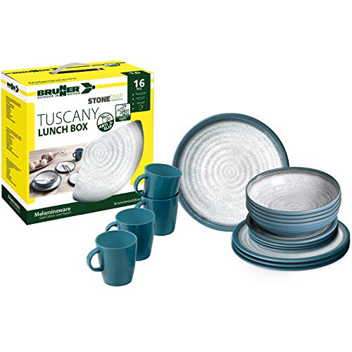 BRUNNER 0830155N.C5T Geschirrset, Blau, Grau, Set of 16
