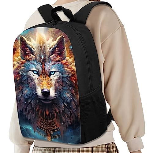 ENLACHIC Cool Mysterious Wolf Backpack for Boys Girls Schoolbag Large Capacity Laptop Backpack College Bookbag Backpack4