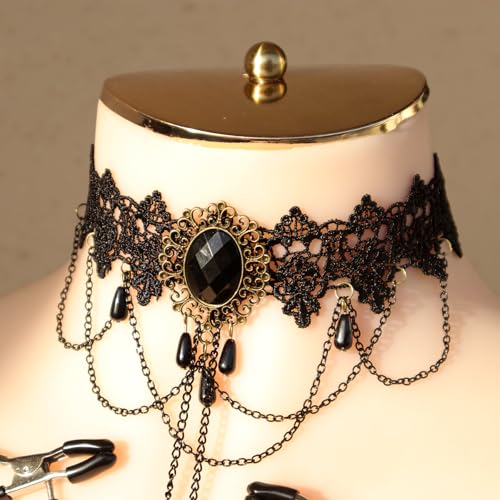 Nipple Clamps with Chain necklace Body Ring Non-Piercing Adjustable Body Chain Choker Faux Body Jewelry for Men Women2
