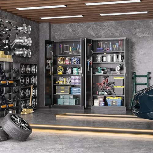 image for INTERGREAT Metal Garage Storage Cabinet with Pegboard,72