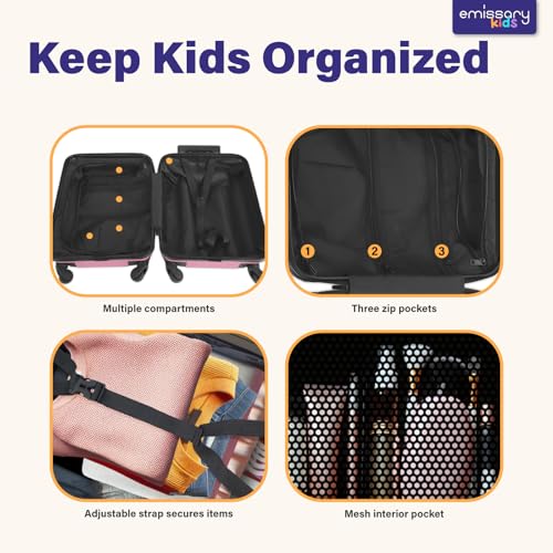 emissary Bagagem infantil com rodas para meninas – mala infantil de 45,7 cm com mochila de 35,5 cm –