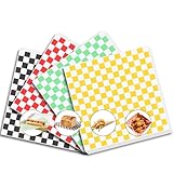 SUPVIB 100Pcs Deli Paper Sheets, 7x7 In Variety Pack Checkered Wax Paper Sheets for Food, Grease Resistant Sandiwch Wrapping Papers, Elegant Food Basket Liners For Party, Festival and Outdoors