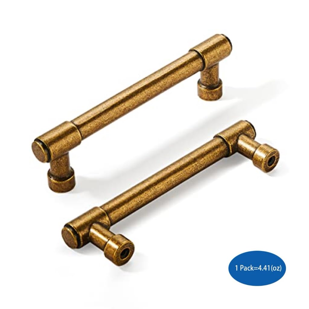 KHTUMEWARE-4 Antique Brass Cabinet Pulls CTC 4 in (102 mm) 6-Pack in Antique Brass — KHTUMEWARE