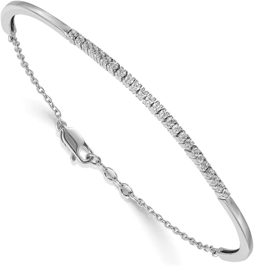 Diamond2Deal 14K White Gold Lab Grown Diamond Bangle Bracelet Clarty- VS1-SI2, Color- G-H Bangle Bracelet